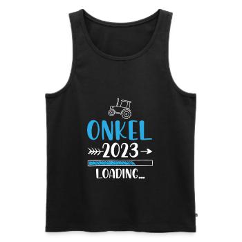 Onkel 2023 Loading - Männer Premium Bio Tank Top - Schwarz - Vorne - AI Model Male 178 light (178cm)