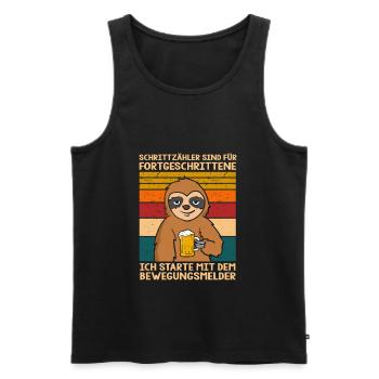 Schrittzähler Sind Für Fortgeschrittene Faultier - Männer Premium Bio Tank Top - Schwarz - Vorne - AI Model Male 178 light (178cm)