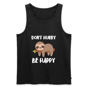 Dont Hurry Be Happy Sloth Sleep Shirt Nightgown - Men's Premium Organic Tank Top - black - Front - Michal (187cm)
