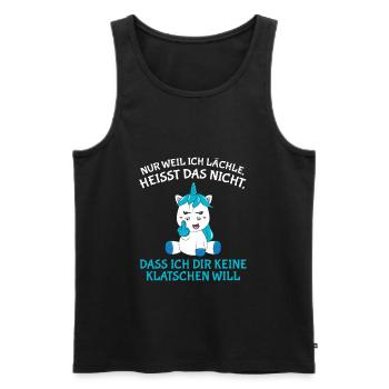 Nur weil ich lächle heißt nicht keine klatschen - Männer Premium Bio Tank Top - Schwarz - Vorne - AI Model Male 178 light (178cm)