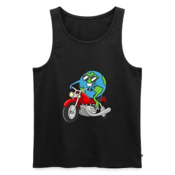 Erde fährt Motorrad Erde Earth Day - Männer Premium Bio Tank Top - Schwarz - Vorne - Michal (187cm)