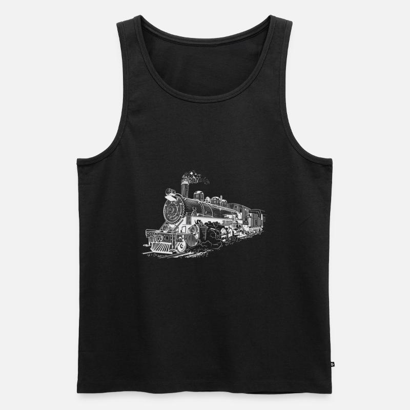 Dampflok Retro Eisenbahn Modeleisenbahn - Männer Premium Bio Tank Top - Schwarz