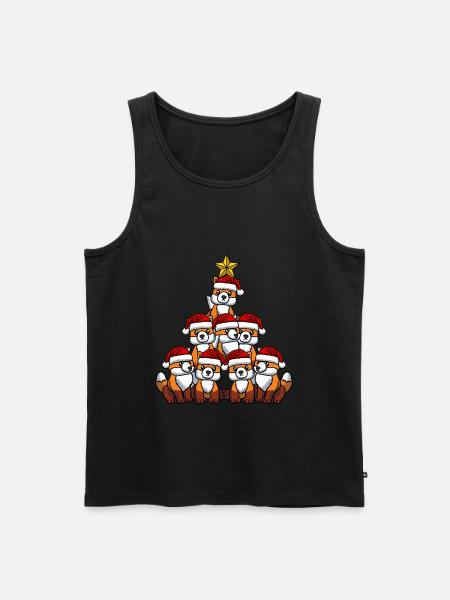 Fuchs Weihnachtsbaum - Männer Premium Bio Tank Top - Schwarz