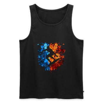 Fire Surfer Flames Surfboard Burning - Men's Premium Organic Tank Top - black - Front - Michal (187cm)