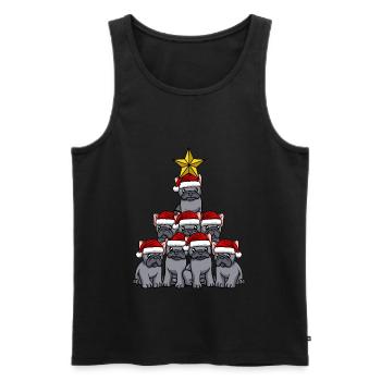 Frenchie Weihnachtsbaum - Männer Premium Bio Tank Top - Schwarz - Vorne - Michal (187cm)
