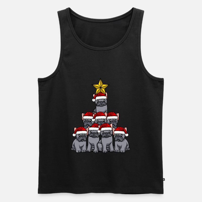 Frenchie Weihnachtsbaum - Männer Premium Bio Tank Top - Schwarz