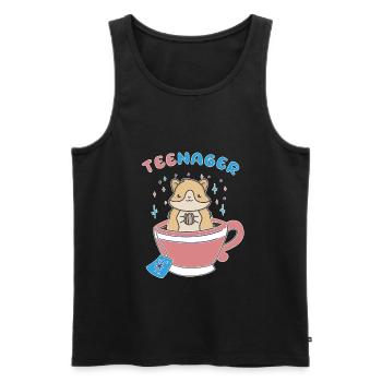 TeeNager Tea Hamster Adolescent Rongeur - Débardeur bio Premium Homme - noir - Devant - AI Model Male 178 light (178cm)