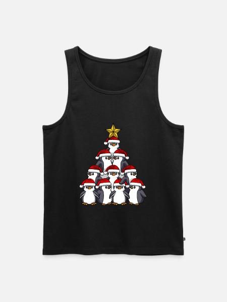 Pinguin Weihnachtsbaum - Männer Premium Bio Tank Top - Schwarz