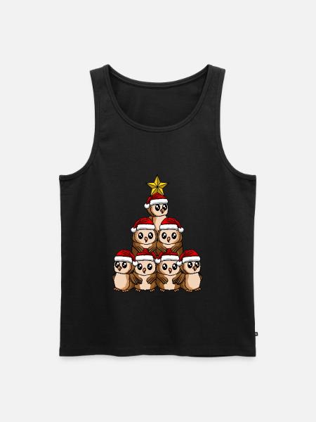Owl Christmas Tree - Men's Premium Organic Tank Top - black