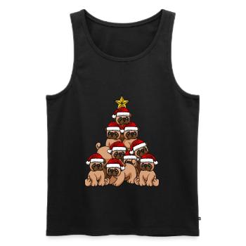 Hund Mops Weihnachtsbaum - Männer Premium Bio Tank Top - Schwarz - Vorne - Michal (187cm)