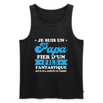 Je suis un papa fier d'un fils, Cadeau papa - Débardeur bio Premium Homme - noir - Devant - Michal (187cm)