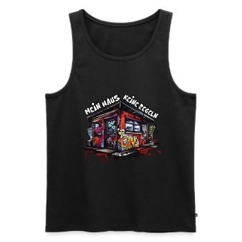 Mein Haus keine Regeln Anarchie - Männer Premium Bio Tank Top - Schwarz - Vorne - Michal (187cm)