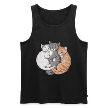 Niedliche Katzen schmusen zusammen für - Männer Premium Bio Tank Top - Schwarz - Vorne - Michal (187cm)