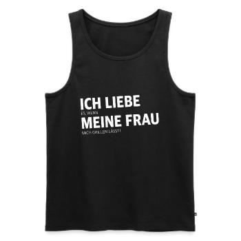 Ich Liebe es, wenn meine Frau mich Grillen Lässt - Männer Premium Bio Tank Top - Schwarz - Vorne - Michal (187cm)