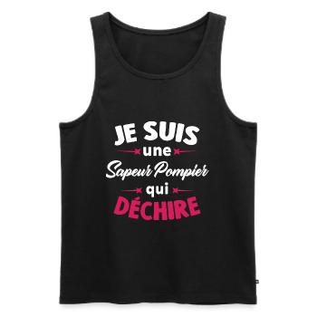 Je suis une Sapeur Pompier qui déchire - Débardeur bio Premium Homme - noir - Devant - AI Model Male 178 light (178cm)