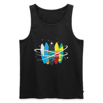Surfbrett Weltall Wellen Umlaufbahn - Männer Premium Bio Tank Top - Schwarz - Vorne - AI Model Male 178 light (178cm)
