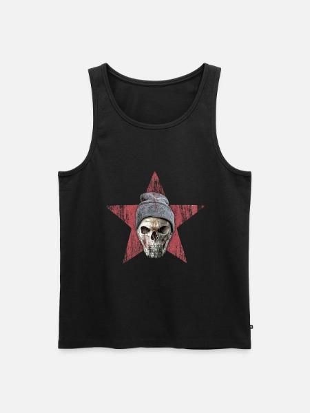 totenkopf und roter stern - Männer Premium Bio Tank Top - Schwarz