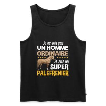 Palefrenier cheval. Cadeau écurie chevaux ferme - Débardeur bio Premium Homme - noir - Devant - Michal (187cm)