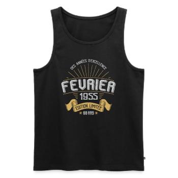 Des Années D'excellence Février 1955 68 Ans - Débardeur bio Premium Homme - noir - Devant - AI Model Male 178 light (178cm)