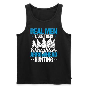 Arrowhead Hunting Real Men Collectionneur d’artefacts - Débardeur bio Premium Homme - noir - Devant - Michal (187cm)