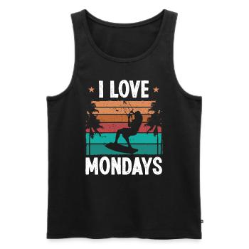 Kiteboarder Vintage I love Mondays Humor Kite - Men's Premium Organic Tank Top - black - Front - Michal (187cm)