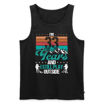 33 Year Old Hiker Mountains Hiking 33 Birthday - Männer Premium Bio Tank Top - Schwarz - Vorne - AI Model Male 178 light (178cm)
