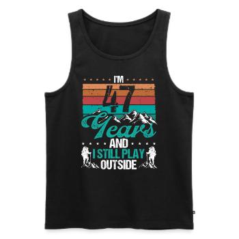 47 Year Old Hiker Mountains Hiking 47 Birthday - Männer Premium Bio Tank Top - Schwarz - Vorne - Michal (187cm)