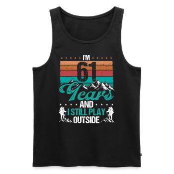 61 Year Old Hiker Mountains Hiking 61 Birthday - Männer Premium Bio Tank Top - Schwarz - Vorne - Michal (187cm)