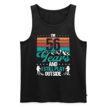 56 Year Old Hiker Mountains Hiking 56 Birthday - Männer Premium Bio Tank Top - Schwarz - Vorne - Michal (187cm)