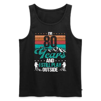 80 Year Old Hiker Mountains Hiking 80 Birthday - Männer Premium Bio Tank Top - Schwarz - Vorne - AI Model Male 178 light (178cm)