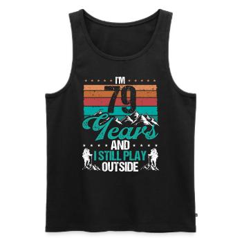 79 Year Old Hiker Mountains Hiking 79 Birthday - Männer Premium Bio Tank Top - Schwarz - Vorne - AI Model Male 178 light (178cm)