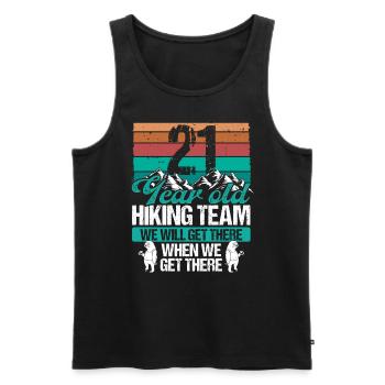 21 Birthday Sloth Hiking Mountains 21 Year Old - Männer Premium Bio Tank Top - Schwarz - Vorne - Michal (187cm)