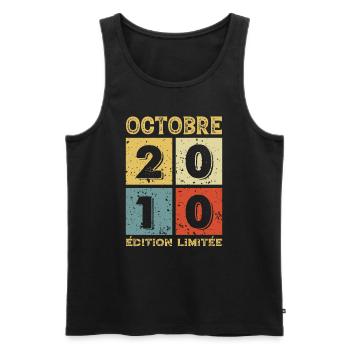 Anniversaire Vintage Idée Cadeau Octobre 2010 - Débardeur bio Premium Homme - noir - Devant - Michal (187cm)