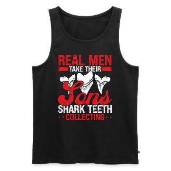 Shark Teeth Collecting Real Men take Shark Sons - Männer Premium Bio Tank Top - Schwarz - Vorne - Michal (187cm)