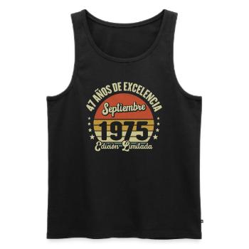 47 Ans D'excellence Septembre 1975 Édition Limitée - Débardeur bio Premium Homme - noir - Devant - AI Model Male 178 light (178cm)