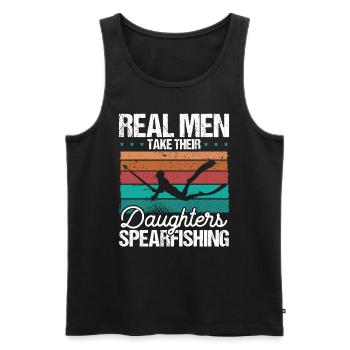 Spearfisher Real Men take their Daughters - Männer Premium Bio Tank Top - Schwarz - Vorne - Michal (187cm)
