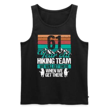 61 Birthday Sloth Hiking Mountains 61 Year Old - Männer Premium Bio Tank Top - Schwarz - Vorne - Michal (187cm)