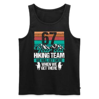 67 Birthday Sloth Hiking Mountains 67 Year Old - Männer Premium Bio Tank Top - Schwarz - Vorne - AI Model Male 178 light (178cm)