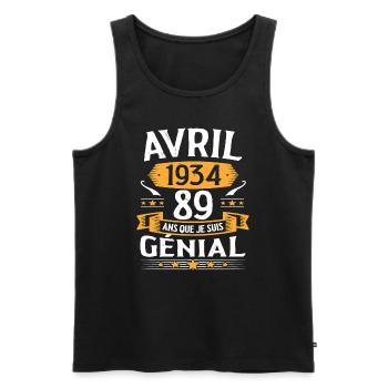 Avril 1934 89 Ans Que Je Suis Génial Anniversaire - Débardeur bio Premium Homme - noir - Devant - Michal (187cm)
