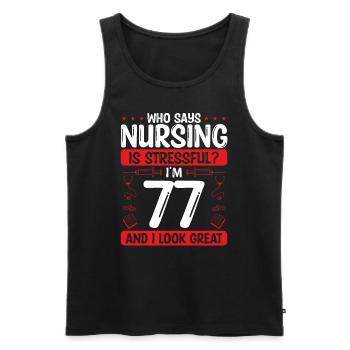 77 Birthday Nurses 77 Years Old Nurse for Work - Männer Premium Bio Tank Top - Schwarz - Vorne - Michal (187cm)