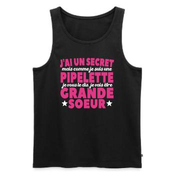 J'ai Un Secret Je Vais Être Grande Soeur - Débardeur bio Premium Homme - noir - Devant - Michal (187cm)