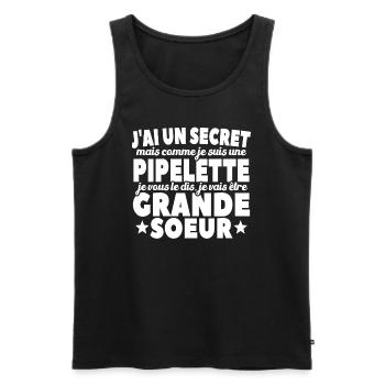 J'ai Un Secret Je Vais Être Grande Soeur - Débardeur bio Premium Homme - noir - Devant - Michal (187cm)