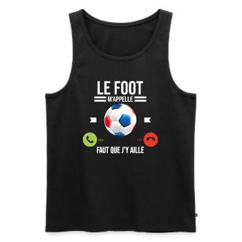 Le Foot M'appelle Faut Que J'y Aille - Débardeur bio Premium Homme - noir - Devant - AI Model Male 178 light (178cm)