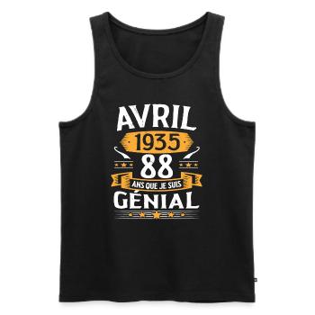 Avril 1935 88 Ans Que Je Suis Génial Anniversaire - Débardeur bio Premium Homme - noir - Devant - Michal (187cm)