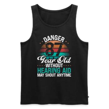 87 Birthday Idea Humor May Shout Funny 87 Year Old - Men's Premium Organic Tank Top - black - Front - AI Model Male 178 light (178cm)