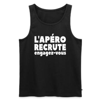 L'apéro Recrute Engagez-vous - Débardeur bio Premium Homme - noir - Devant - Michal (187cm)