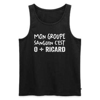 Mon Groupe Sanguin - Débardeur bio Premium Homme - noir - Devant - AI Model Male 178 light (178cm)