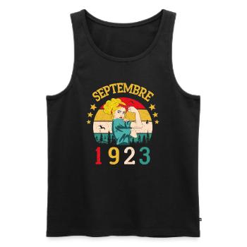 Septembre 1923 Anniversaire Vintage Idée Cadeau - Débardeur bio Premium Homme - noir - Devant - Michal (187cm)