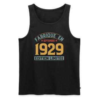 Fabriqué En Septembre 1929 Édition Limitée - Débardeur bio Premium Homme - noir - Devant - AI Model Male 178 light (178cm)