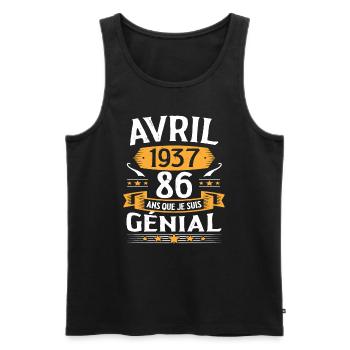 Avril 1937 86 Ans Que Je Suis Génial Anniversaire - Débardeur bio Premium Homme - noir - Devant - Michal (187cm)